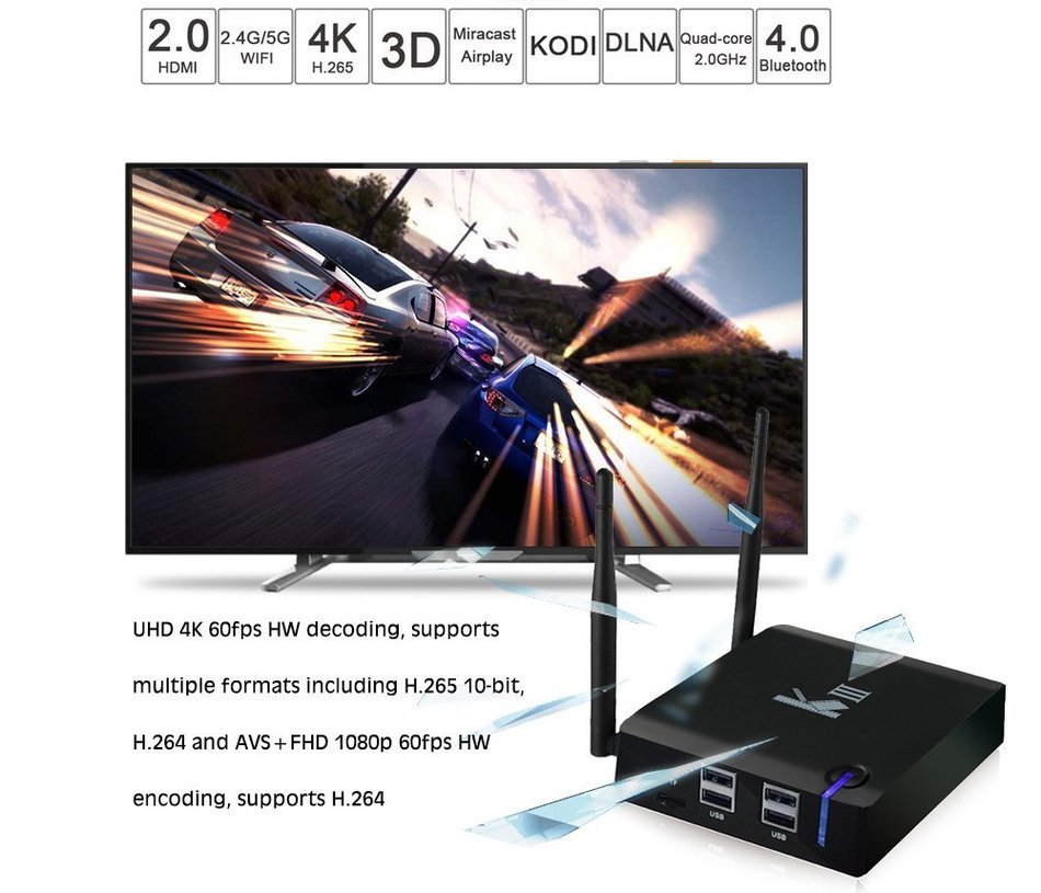 VIGICA KIII Android Box Amlogic S905 Quad-core Android 5.1 OTT Smart TV BOX 4K/2K HDMI2.0 KODI Fully Loaded Streaming... N4