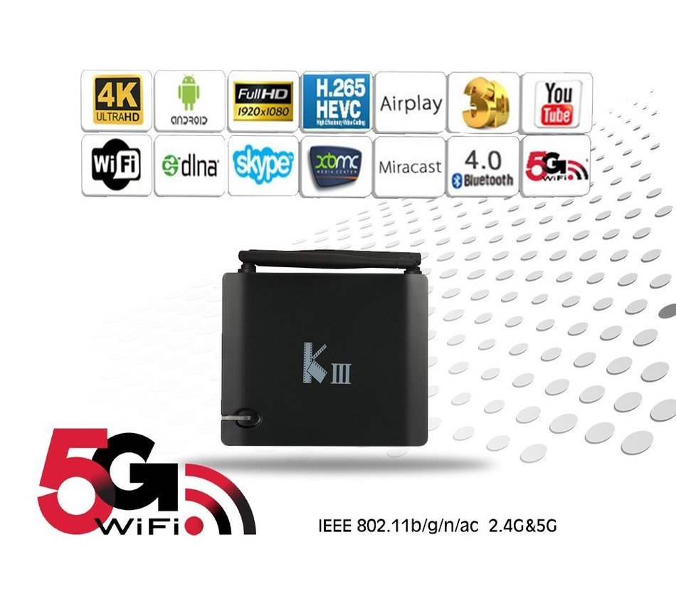 VIGICA KIII Android Box Amlogic S905 Quad-core Android 5.1 OTT Smart TV BOX 4K/2K HDMI2.0 KODI Fully Loaded Streaming... N6