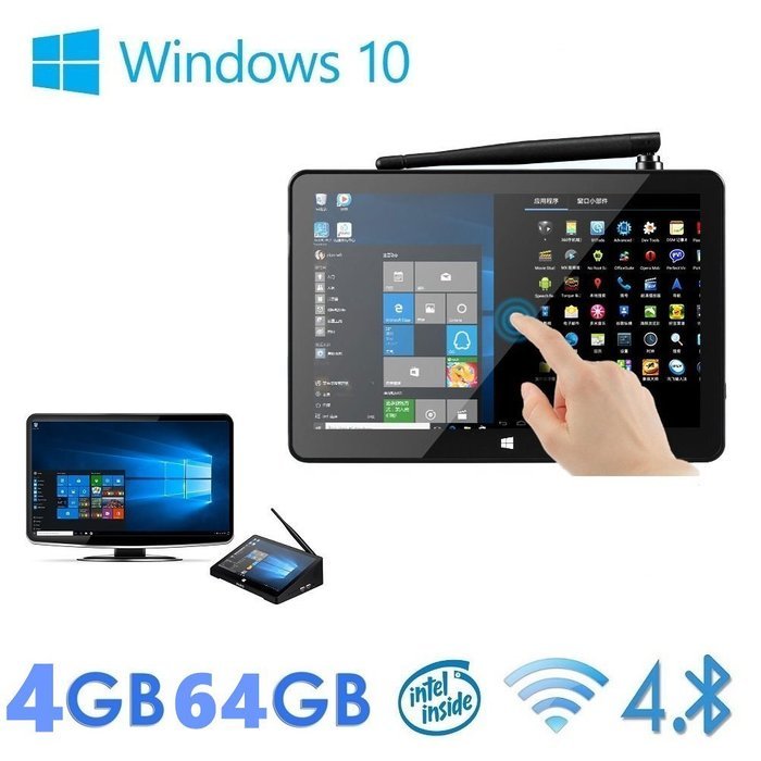 Pipo X9 Windows 10 Mini PC Android 4.4 Dual Boot Smart TV Box 8.9 inch 1920x1200 Intel Z3736F Quad Core 2.16GHz...