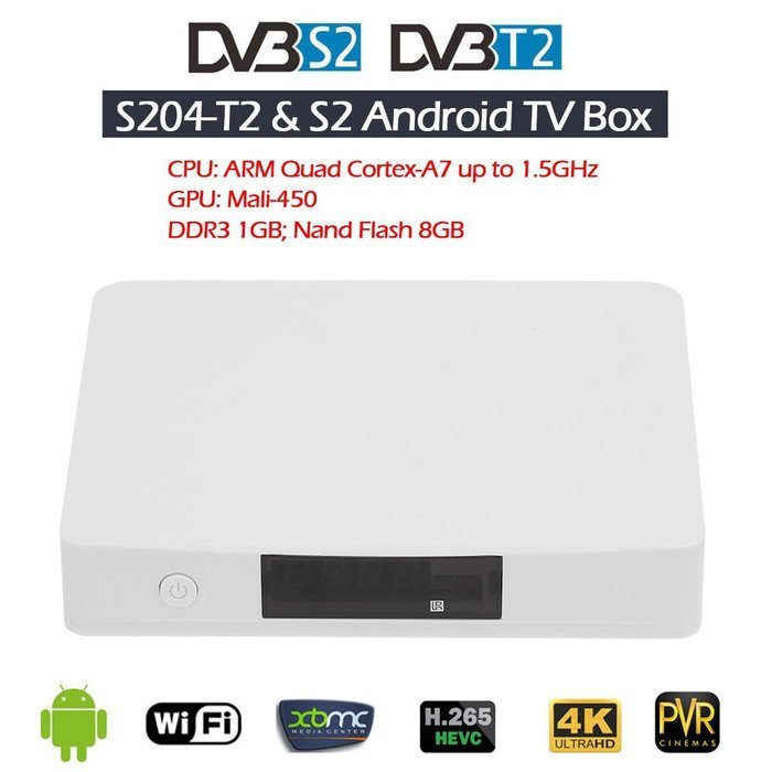 Docooler&reg; S204-T2 & S2 Android TV Box + DVB T2 S2 Android 4.2.2 Quad-core Support DVB-T2 DVB-S2 1G / 8G H.265...