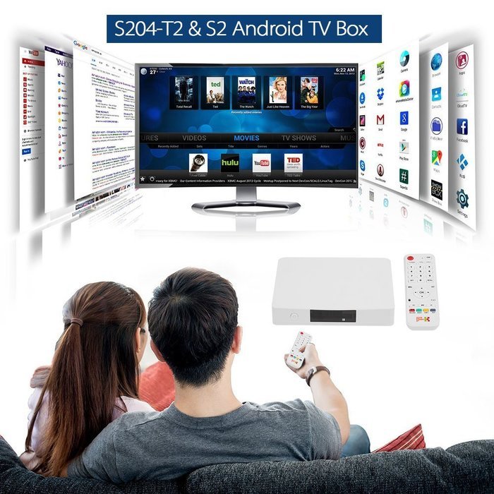 Docooler&reg; S204-T2 & S2 Android TV Box + DVB T2 S2 Android 4.2.2 Quad-core Support DVB-T2 DVB-S2 1G / 8G H.265... N2