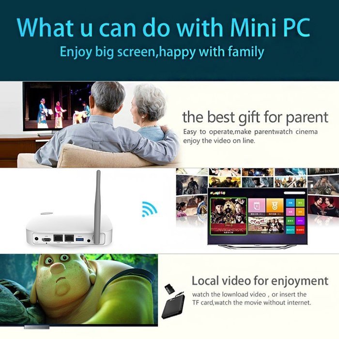 PiPO X6S Windows 10 Smart TV Box Intel Cherry Trail Z8300 4GB / 64GB 1080P HDMI 300M Wireless Router Mini PC 802.11ac... N7