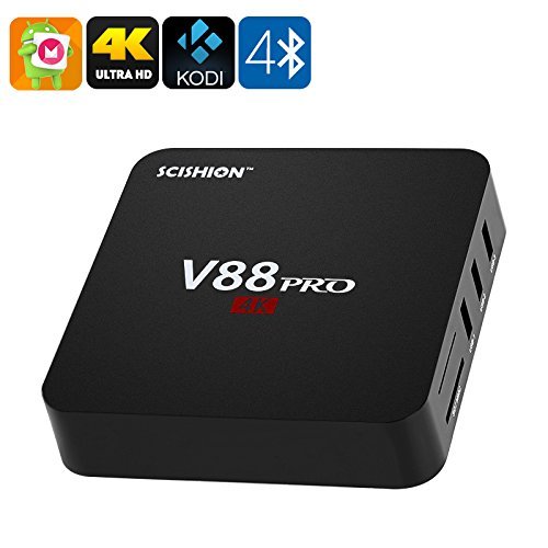SCISHION V88 PRO TV Box - Android 6.0, 4K Resolution, 3D Movie Support, Quad-Core CPU, Google Play, KODI 16.1,...