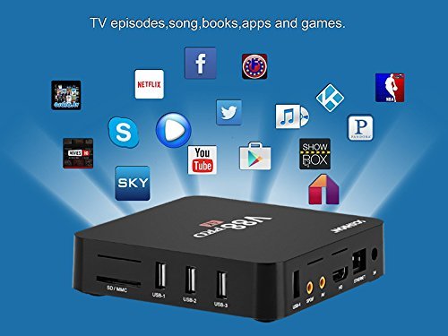 SCISHION V88 PRO TV Box - Android 6.0, 4K Resolution, 3D Movie Support, Quad-Core CPU, Google Play, KODI 16.1,... N7