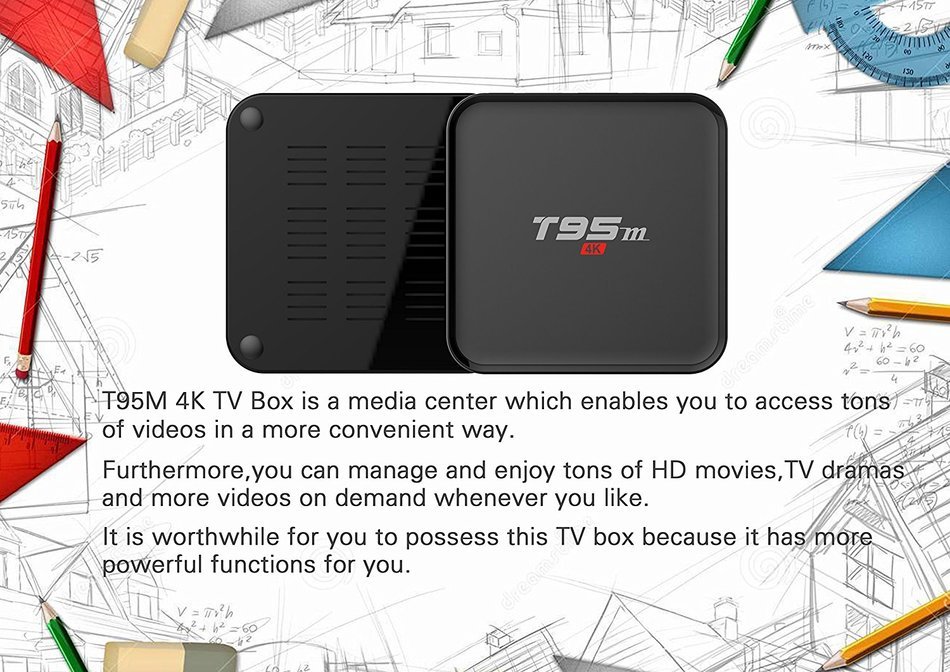 T95M 1080P Full HD 4Kx2K Resolution Android 5.1 TV Box 4K HD Quad-core 1GB DDR3+8GB EMMC Streaming Media Players...