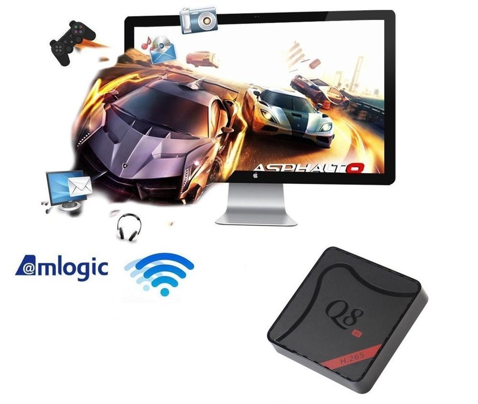 Join-we world Q8 TV BOX fully loaded Kodi 16.0 XBMC Newest CPU Amlogic S905 Quad Core 1GB/8GB Wifi LAN 4k blu... N6