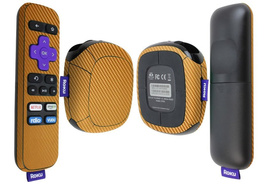 Skinomi TechSkin - Roku SE Gold Carbon Fiber Full Body Skin / Front & Back Wrap Clear Film / Ultra HD and Anti-Bubble...