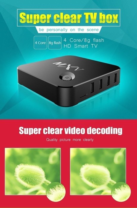 Vipwind MXV Android 4.4 Kodi TV BOX Amlogic S805 Quad-Core Cortex-A5 1.5GHz 1GB+8GB Wifi 4 High Speed USB 2.0...
