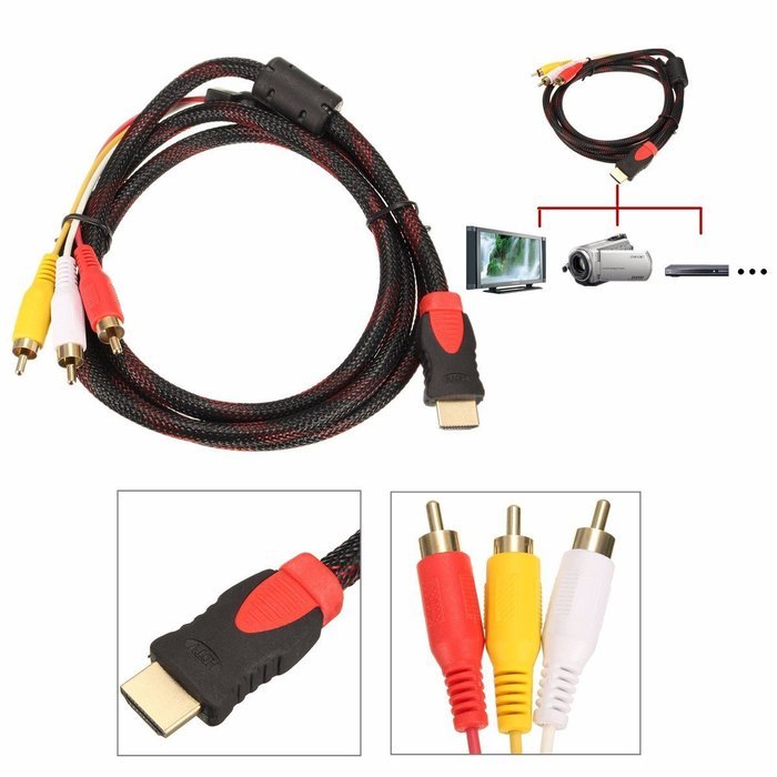 BephaMart 1.5M 5Ft HDMI Male to 3 RCA Video Audio AV Cable Cord Adapter for TV DVD 1080P PS3 Xbox N2