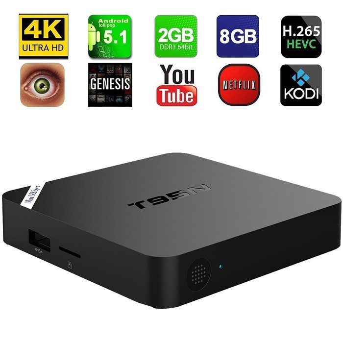 T95N Quad-core Android 5.1 TV Box 4Core 64bit CPU 5Core Mail-450 GPU 2GB DDR3 8GB ROM H.265 HEVC Streaming Media...