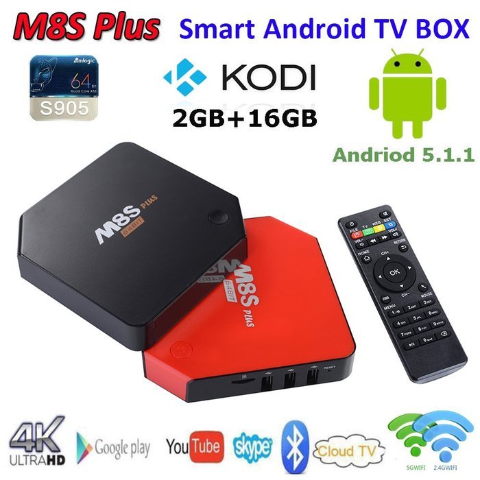 Seesii M8S Plus Amlogic S905 Quad Core Android 5.1.1 TV Box 2G RAM 16G ROM Kodi/XBMC Loaded Dual Band 2.4G/5G... N9