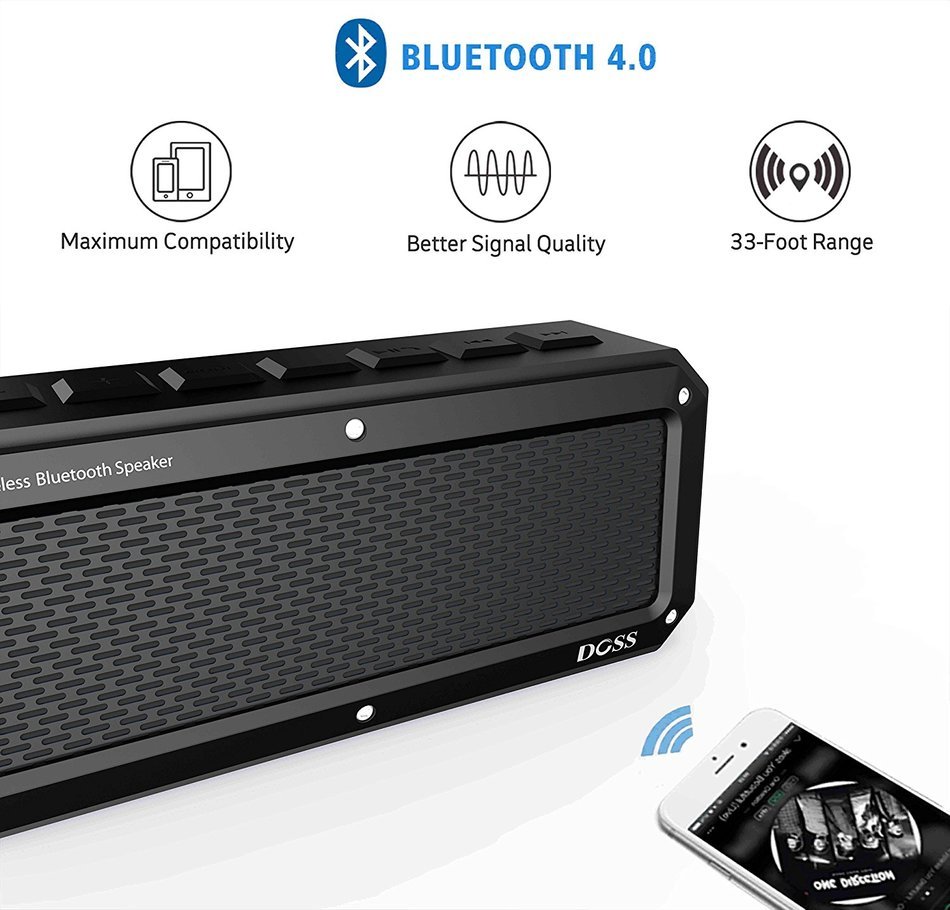 DOSS IPX 4 Wireless Waterproof Bluetooth 4.0 Portable Sport Speaker - Blue N15