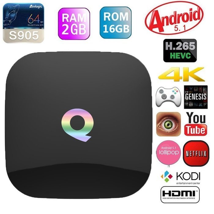 RiSheng Q Box Android 5.1 Google TV Box Amlogic S905 Streaming Media Player 2GB RAM 16GB ROM 4K Kodi 16.0 TV Stick