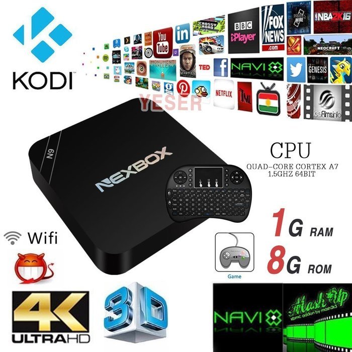 NEXBOX N9 Android 4.4 TV Box + Mini Gaming Keyboard, YESER Rockchip RK3229 Quad-core 4K2K HDMI 3D Video H.265...