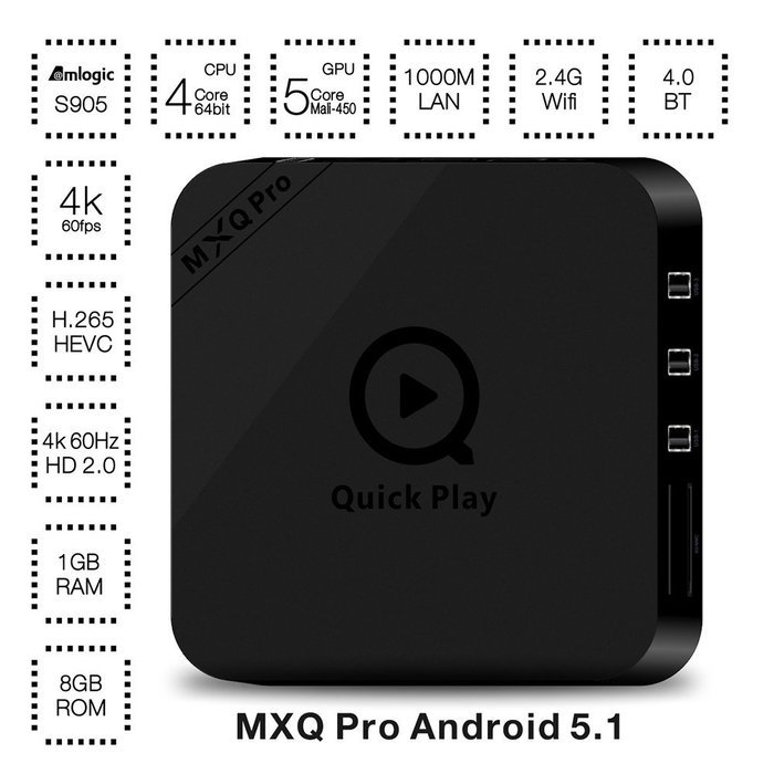 Vipwind MXQPro with New Chip Amlogic S905 Quad Core Android 5.1 TV Box BT4.0 1000M LAN Full HD 1080P KODI Wifi... N2