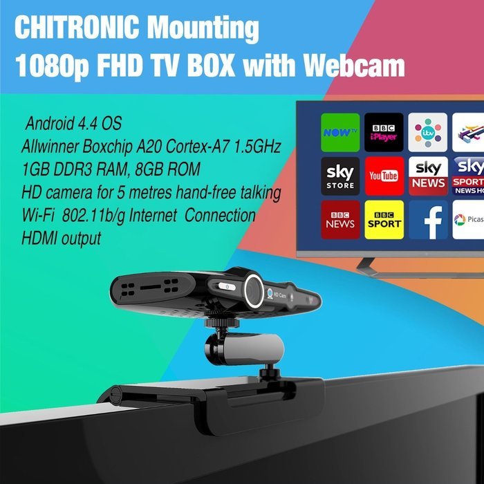 Joinwe-world HD23 Smart TV Box Android 4.4 1080P 2.0MP Camera Media Player N3