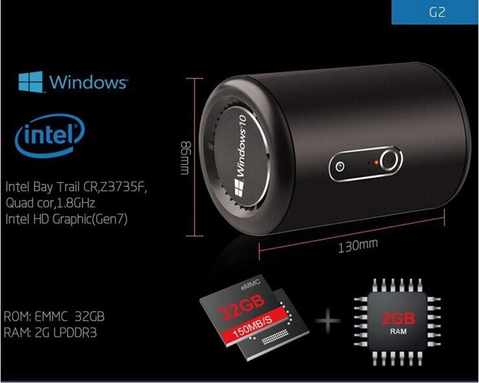 TV BOX, Bessky Quad Core Mini PC TV BOX Intel Desktop Windows 10 2GB/32GB BT4.0 Wifi 2.4G-5.0G N3
