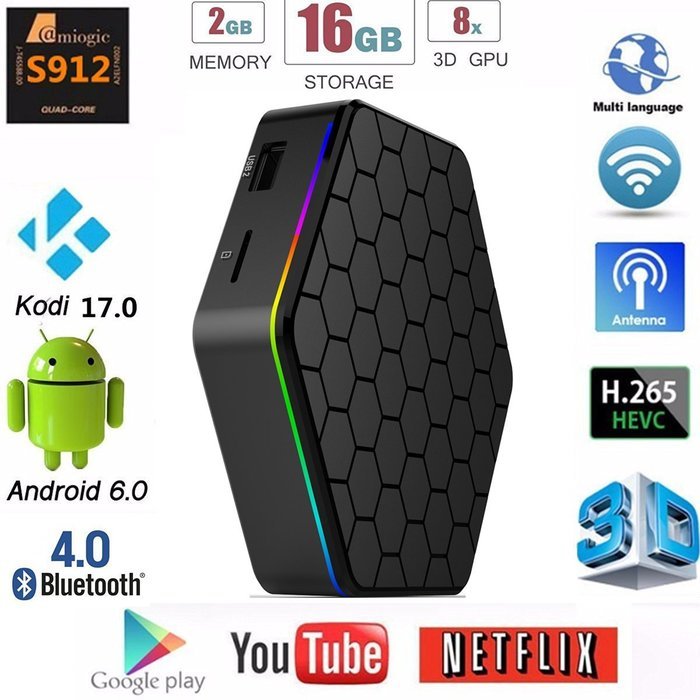 HONGYU ENYBOX X2 Octa Core 2G+ 16GB Android 6.0 TV box Amlogic S912 ARM Cortex A53 64-bit 2GHz KODI 17.0 Pre-installed... N11