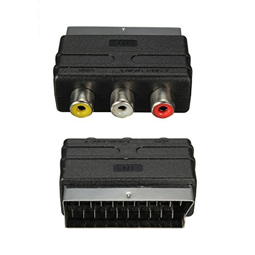 BephaMart SCART Male Plug To 3 RCA Female AV Audio Video Adaptor Converter For TV DVD