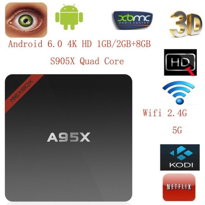 Norbi NEXBOX A95X Super Mini and Smart HDMI Cable Android 6.0 HDR Vivid World TV Box N3