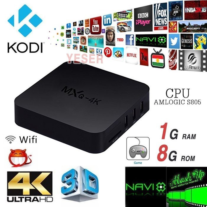 YESER MXQ-4K Android TV BOX RK3229 Quad Core Kodi 15.2 Fully Loaded 1080P H.265 HDMI 3D Movies Games, 1GB RAM...