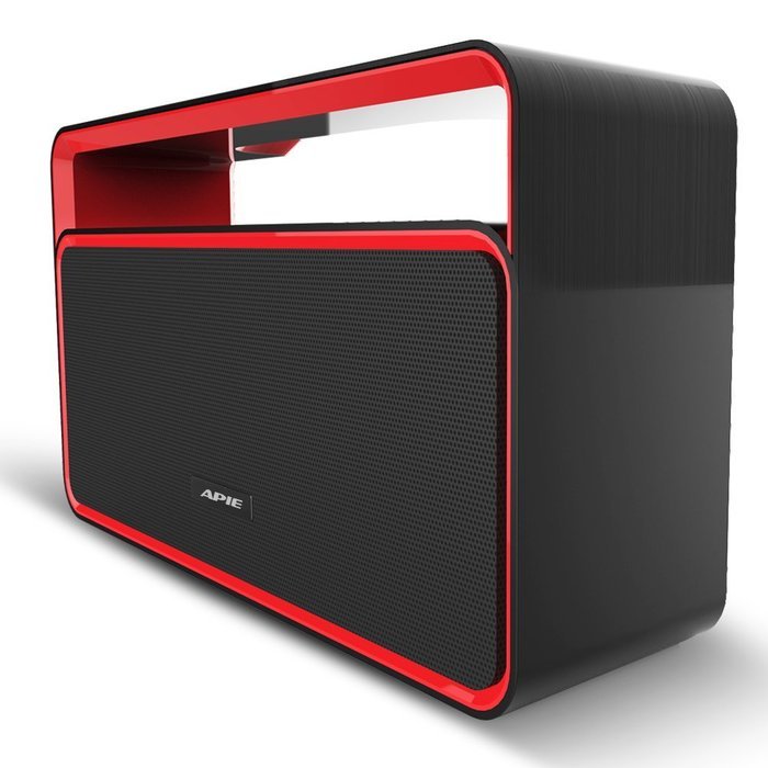Apie Wireless Bluetooth Stereo Speaker with Bass and FM Radio - Black / Red