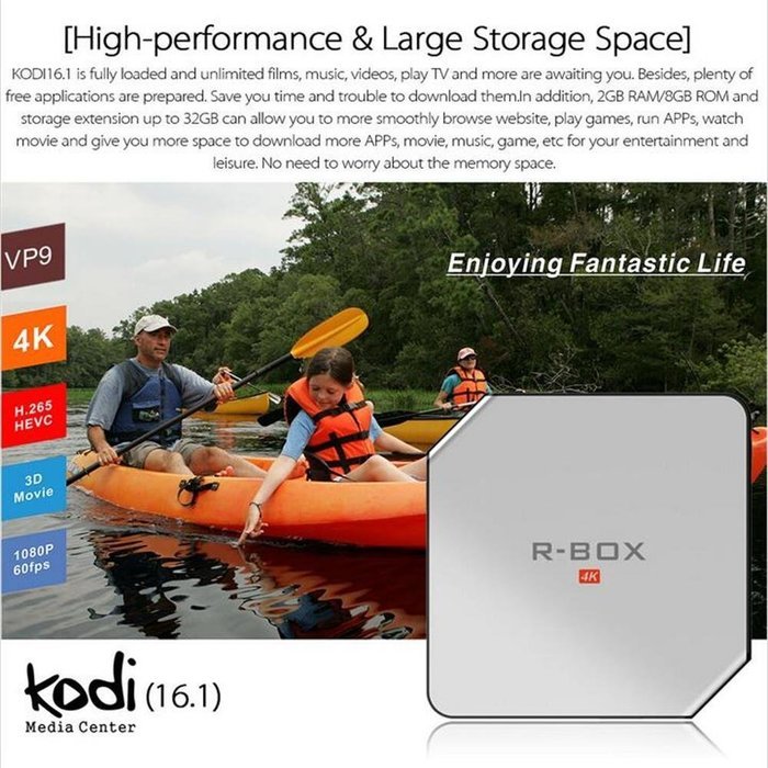 HONGYU R-BOX Android 5.1 Tv Box Quad Core RK3229 Chipset 2G/8G Kodi 16.1 Fully Loaded XBMC Bluetooth 4.0 WiFi... N20