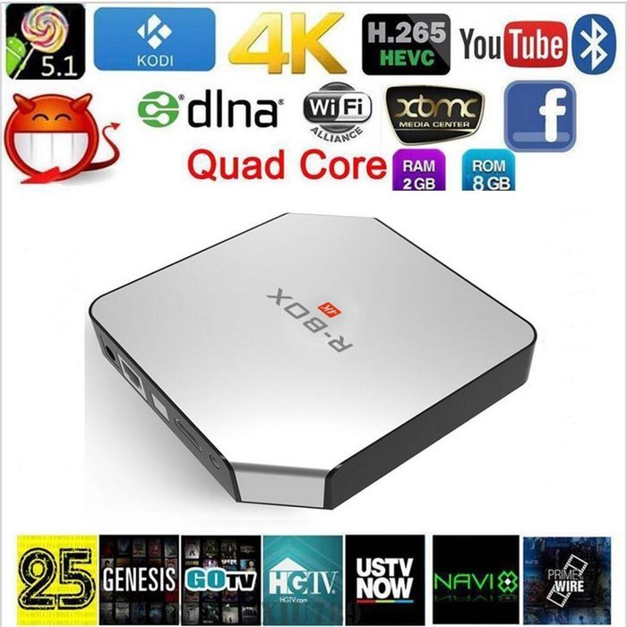 HONGYU R-BOX Android 5.1 Tv Box Quad Core RK3229 Chipset 2G/8G Kodi 16.1 Fully Loaded XBMC Bluetooth 4.0 WiFi... N21