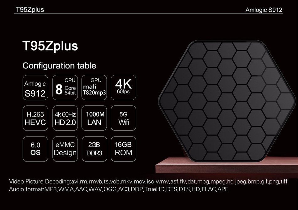 ELEGIANT Smart TV Box - Amlogic S912 Octa-core [2G + 16G, WiFi 2.4G + 5.0G, Bluetooth V4.0, Gigabit LAN] Android... N7