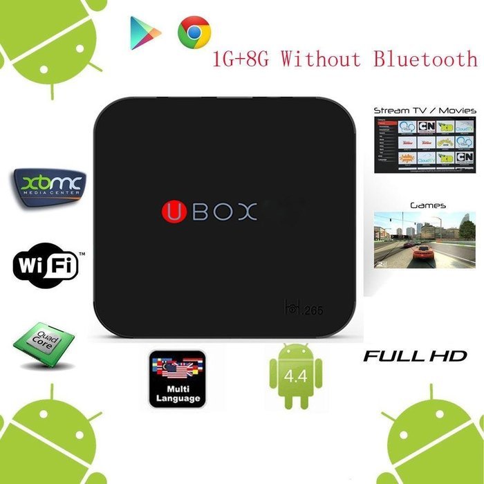 Cewaal Ubox 1080P WIFI Android Smart TV Box 1G/8GB XBMC Ethernet Internet Streaming Media Player, 2.4GHz WiFi...