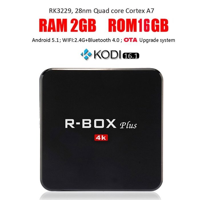 Vipwind R-BOX Plus Smart Android TV Box RK3229 Quad-Core KODI 16.1 4K 10-bit 2GB /16GB Wifi BT 4.0 H.265 DLNA...