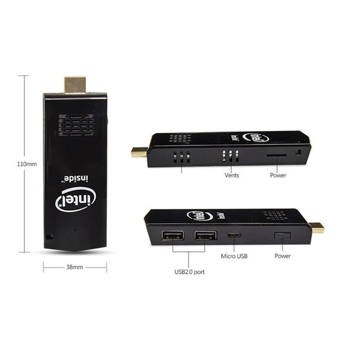 YESER&nbsp;Mini PC W5 Intel Z3735F Quad Core 1.83GHz 2GB/32GB TV BOX Dongle Windows 10 Android 4.4 Dual Boot OS N6