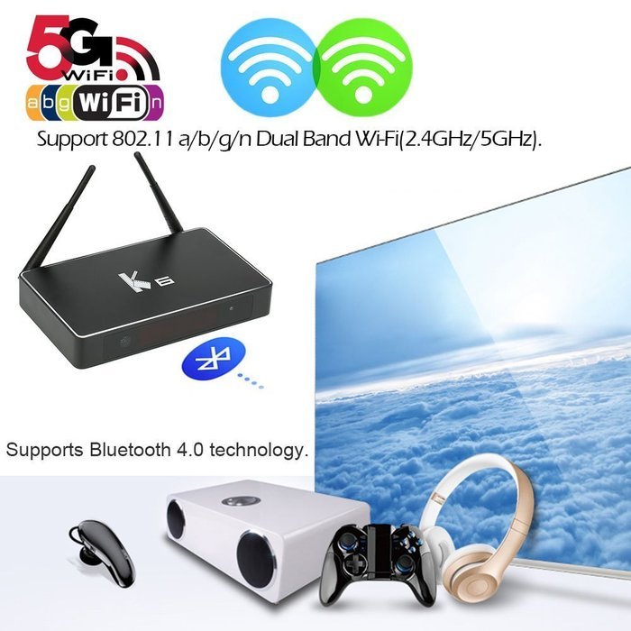 Docooler K6 Android TV Box Android 5.1.1 Lollipop Quad-core 2G / 16G 4K 3D XBMC Bluetooth 4.0 1000M LAN 2.4G /... N3
