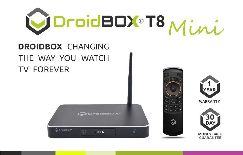 DroidBOX T8 Mini with B52 DualBoot Android 5.1.1 and OpenELEC Kodi 16.2.1 TV BOX Quad Core CPU 16GB Rom 4K Ultra...