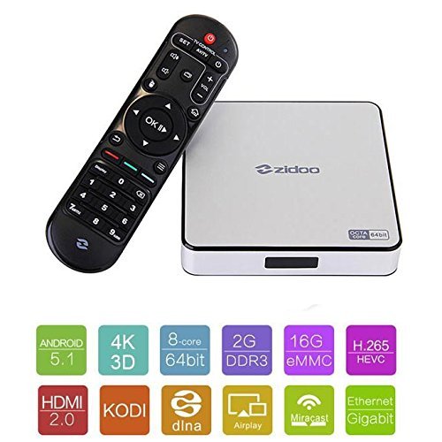 ZIDOO X6 Pro Android 5.1 Lollipop RK3368 Octa Core 2GB/16GB KODI 3D 1000M LAN TV Box Android Mini PC