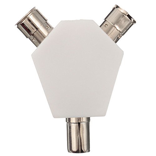 1 Coaxial Plug To 2 Female TV 9.5 Aerial Coaxial Socket Splitter Convertor White N2