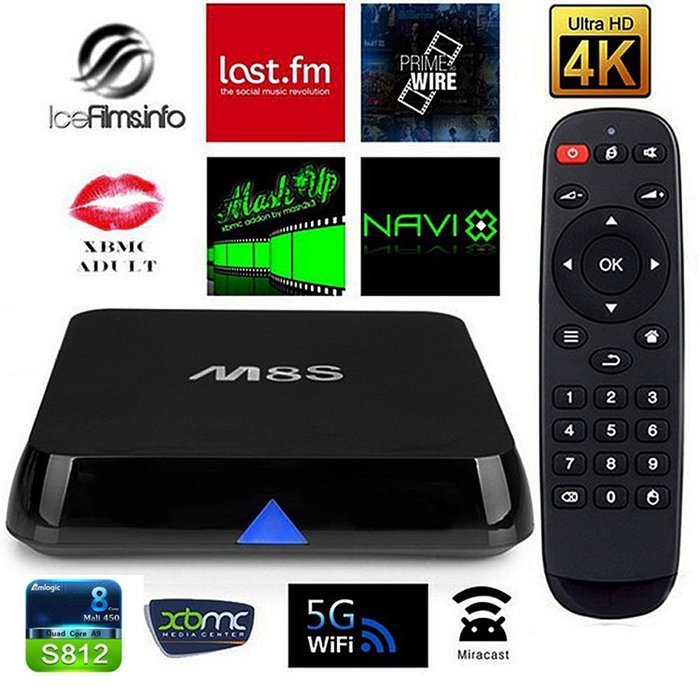 HONGYU&reg;[2016 Latest] M8S Android 4.4 TV Box Amlogic S812 Quad Core Fully loaded Add-ons with KODI 15.2 Cloud TV... N2