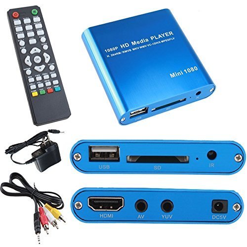 Farmunion New Blue USB Sd MMC Hd 1080p MKV Av Port Hdmi Video Audio Digital Multi Media Mini Player