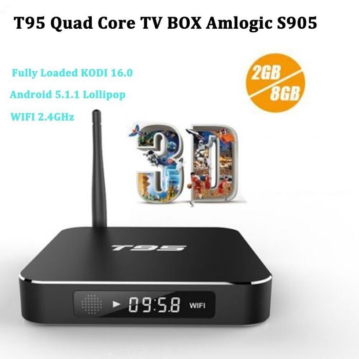 REDGO T95 Streaming Media Player Android 5.1 Amlogic S905 Quad Core TV box with 2GB RAM 8GB ROM 2.4G/5G Dual Wifi... N3