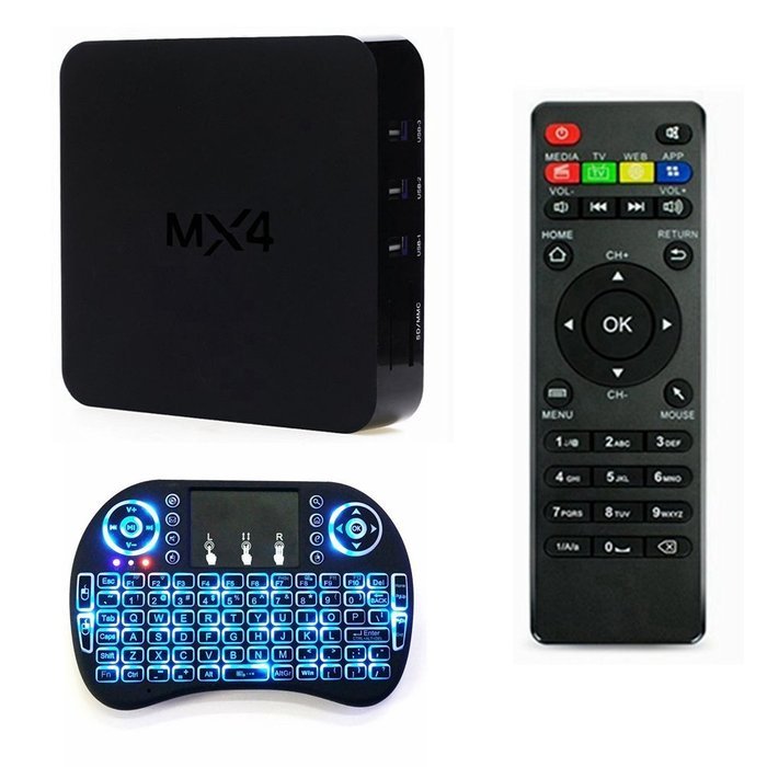 Wayer MX4 RK3229 Quad Core Wifi Smart Android 4.4 Media Player TV Box + LED Wireless Keyboard,Kodi Fully Loaded...