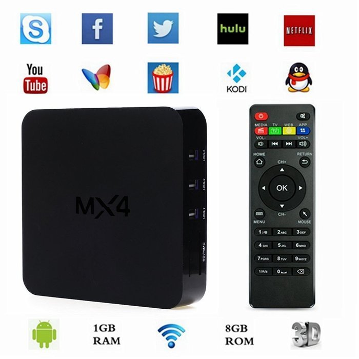 Wayer MX4 RK3229 Quad Core Wifi Smart Android 4.4 Media Player TV Box + LED Wireless Keyboard,Kodi Fully Loaded... N2