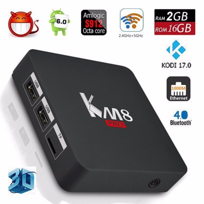 EIVOTOR KM8 PRO Amlogic S912 Octa core 2G DDR3 RAM 16G eMMC ROM Android 6.0 Kodi 17 2.4G + 5.0G WiFi 1000M Gigabit... N4