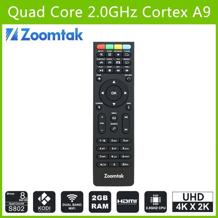 Zoomtak K8 Android TV Box media streamer QuadCore Kodi/XBMC 16.0 FULLY LOADED Dual Wifi, HDMI, netflix, rooted... N3