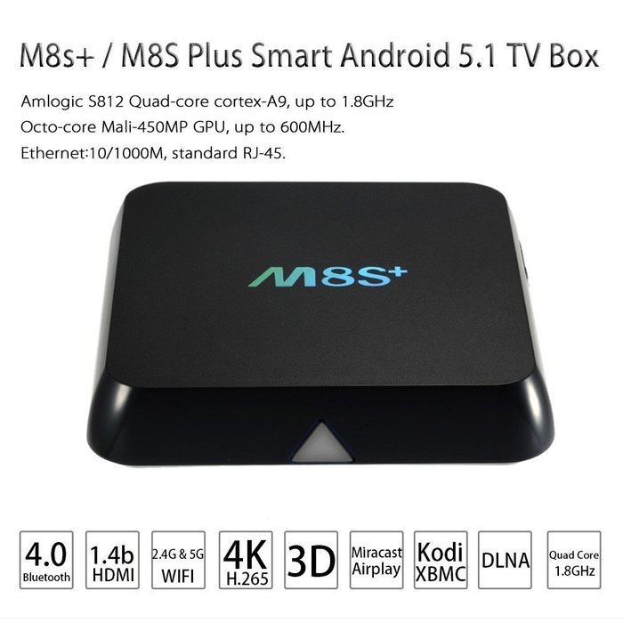 M8S+,2G/8G TV Box 1000M Ethernet XBMC Android 5.1 Amlogic S812 Quad Core 2.4G/5G WiFi Bluetooth HDMI H.265 DLNA... N6