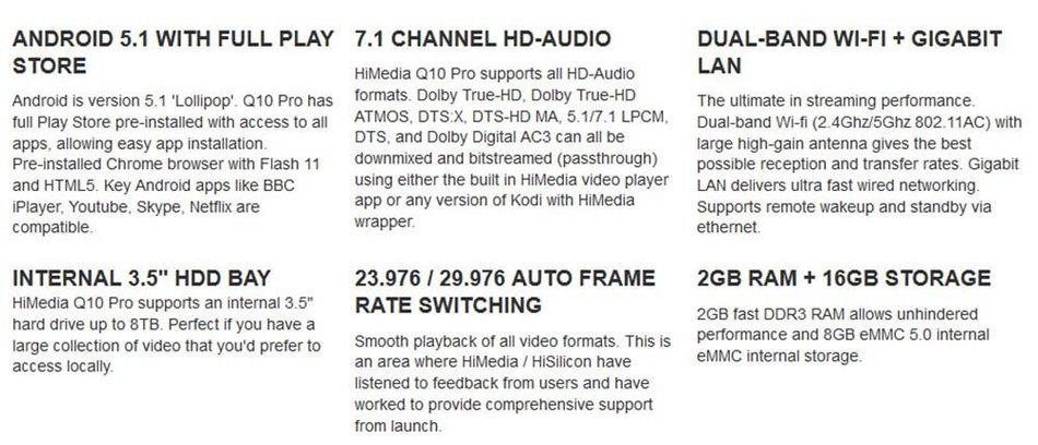 SUNKINFON HiMedia Q10 PRO 3D 4K UltraHD High-end Android 5.1 TV Box: 2GB/16GB, Bluetooth 4.0, Dual WiFi Smart... N5