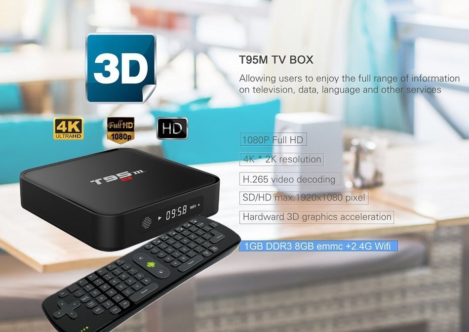 T95M Android 5.1 Lollipop TV Box 1G/8G Quad Core 4K UHD 3D Wifi Kodi 16.0 pre-installed Add-Ons Fully Loaded Rooted...