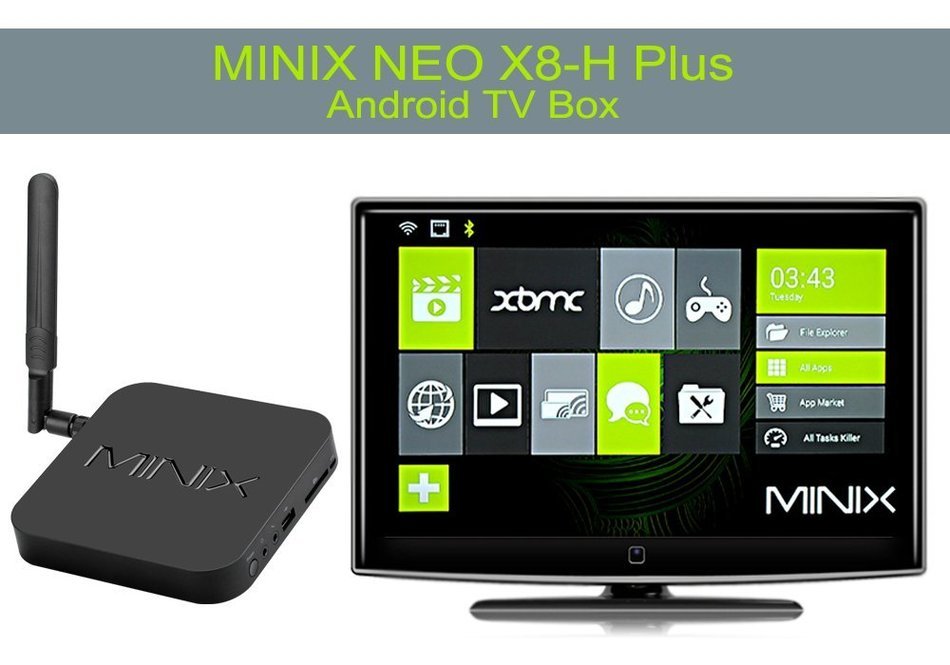 MINIX NEO X8-H Plus Android TV Box - 2160P, Quad Core CPU, Google TV Player, 16GB ROM + A2 Lite Air Mouse N5