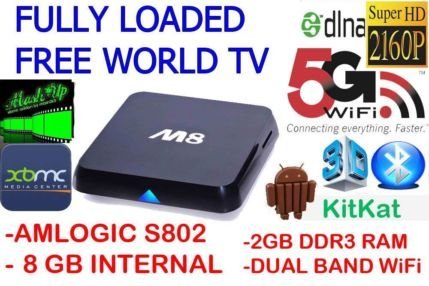 USA-SUPERMART M8 Amlogic S802 Quad Core Cortex A9 2.0GHz Bluetooth 2.4G/5G Dual Wifi XBMC Streaming Player 4K...