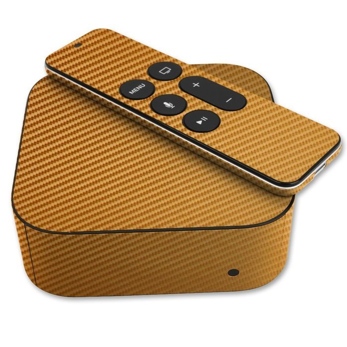 Skinomi TechSkin - Apple TV 2015 (4th Gen) Gold Carbon Fiber Full Body Skin / Front & Back Wrap Clear Film / Ultra... N2