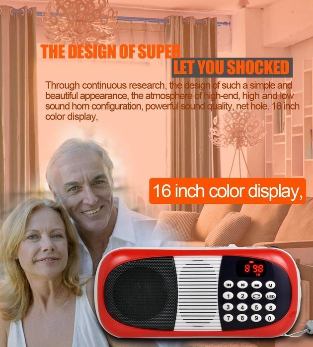 eJiasu Cost-performance Fm Portable Radio Mini Digital Speaker MP3 Player&nbsp;(Red) N2